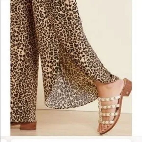 NWT Evereve Peyton Jensen Whitney Leopard Split Side Pants - Picture 2 of 8